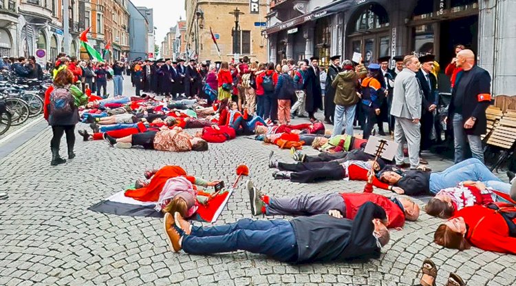 Pro-Filistinli protestocular KU Leuven’de akademik yürüyüşü bloke etti