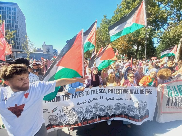 Brüksel, Gazze için ‘Kırmızı Hat’ eylemiyle yine kızıla boyandı: “İsrail’e yaptırım istiyoruz”